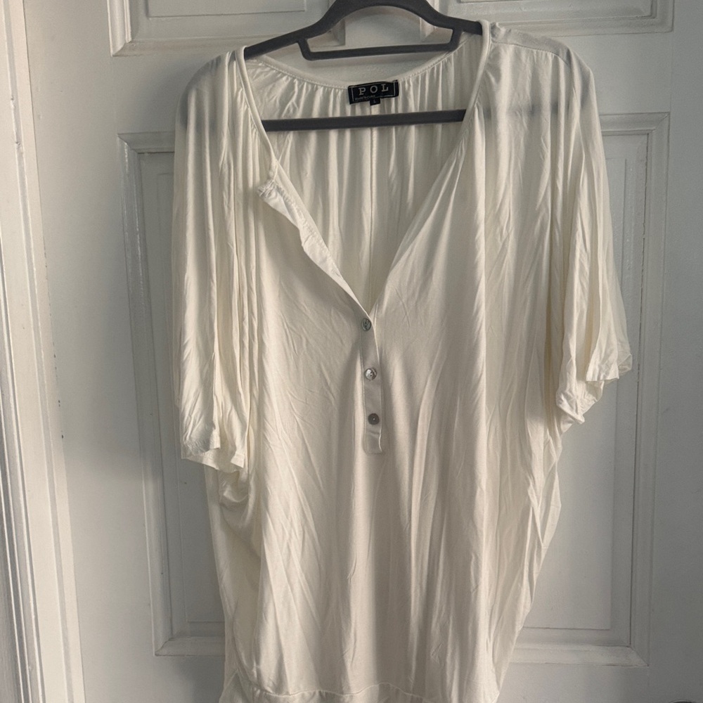 POL Cream Button-Down Shirt